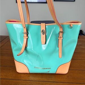 Dooney & Bourke Seafoam and Tan Leather Tote Bag